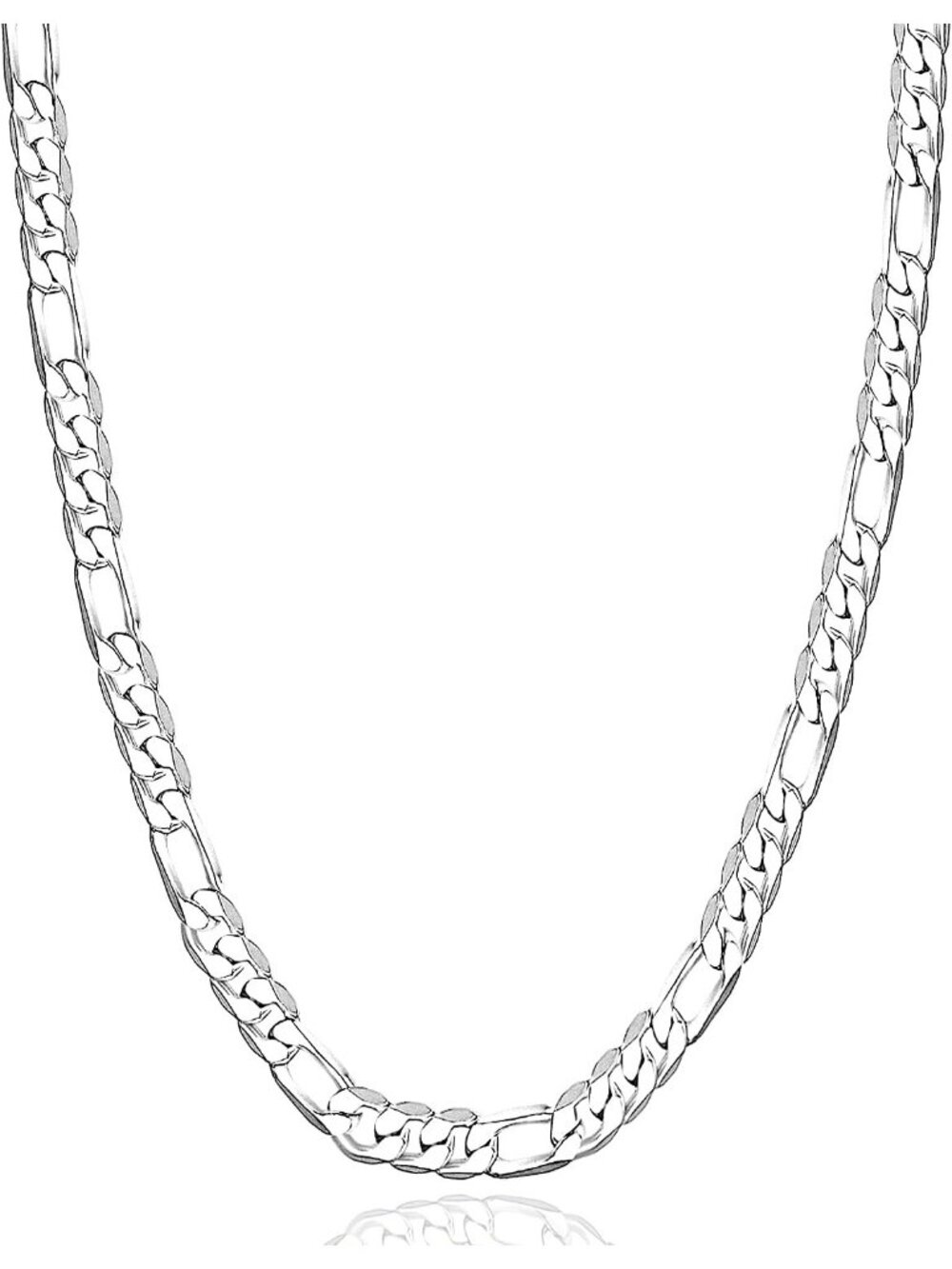 Unisex Sterling Silver 5mm Length 26 Inch 925  Figaro Chain Waterproof Necklace